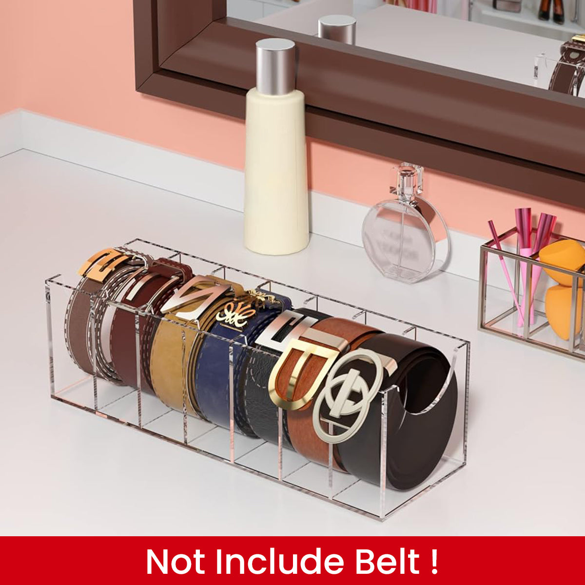 MAYCREATE Belt Organizer, Acrylic 7-Compartments Belt Container Storage Holder, Clear Belt Container Display Holder for Closet Tie and Bow Watch Jewelry Bracelets Ring Cosmetic MAYCREATE Belt Organizer, Acrylic 7-Compartments Belt Container Storage Holder, Clear Belt Container Display Holder for Closet Tie and Bow Watch Jewelry Bracelets Ring Cosmetic
